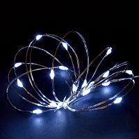 LIGHTING Гирлянда роса 2м 20 светодиодов белый свет IP20 прозрачный шнур 0,3м 2АА | код LGDB500-2-020-02-T-B-20 | IEK